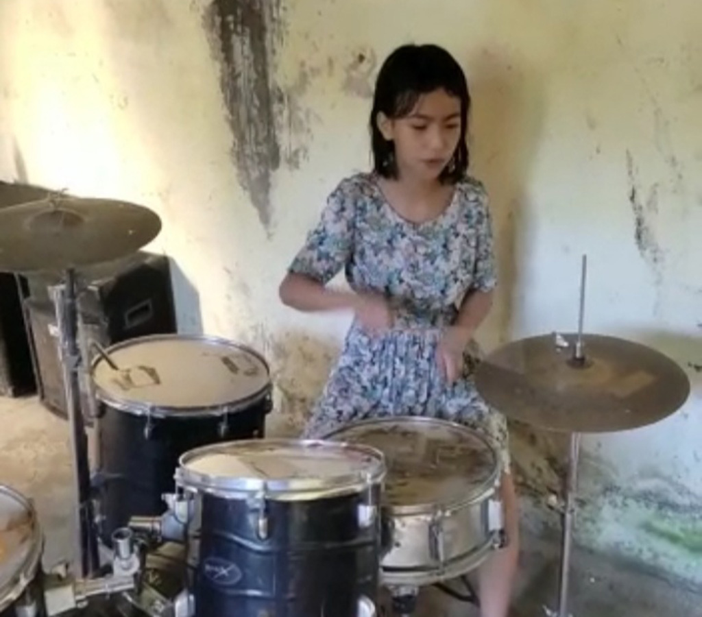  Kajenkala not only taught herself to play the drums, but encourages other girls to hone their talents.